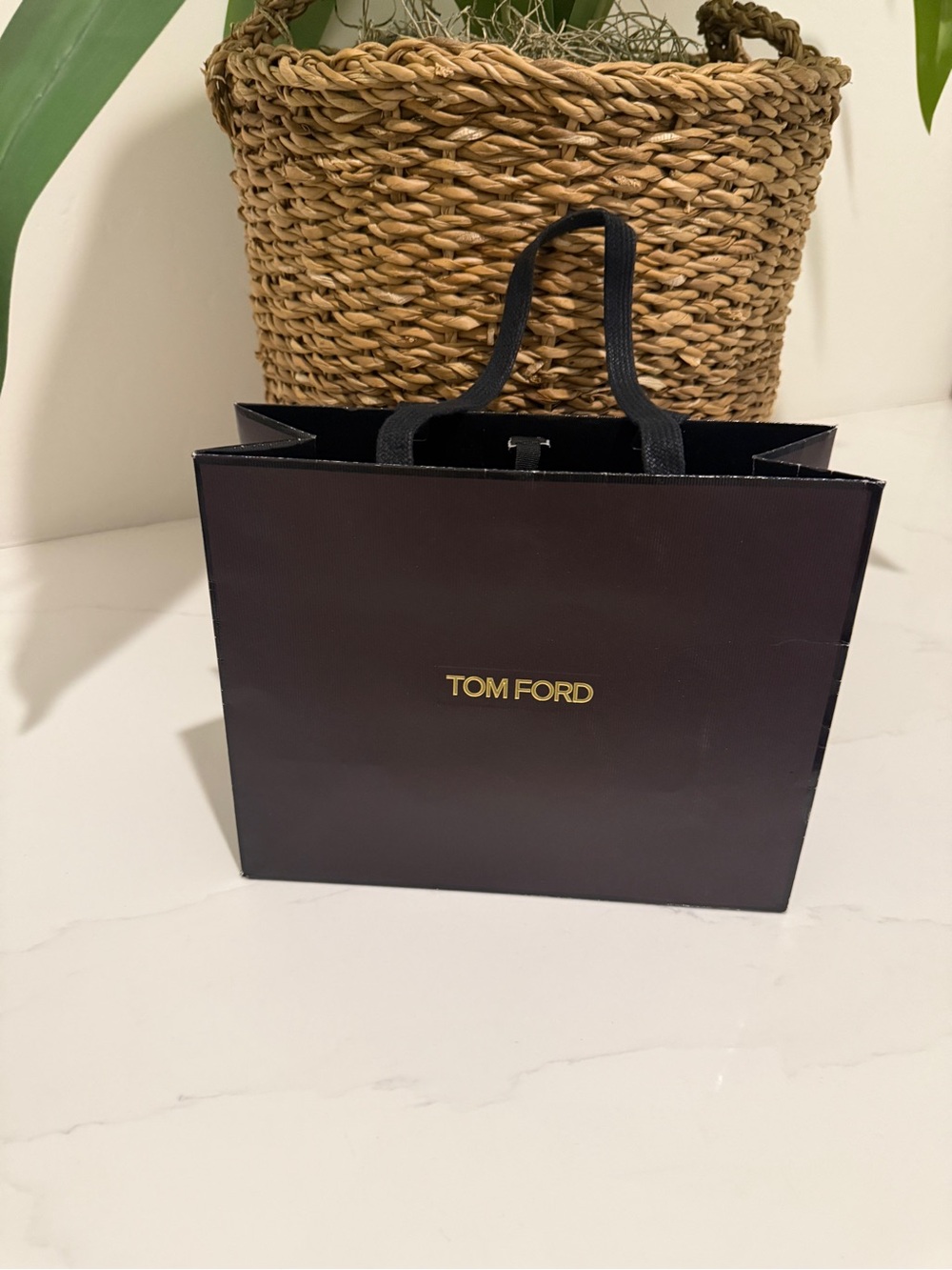 Tom Ford Black Shopping Bag with Gold Logo